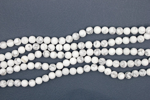 Matte White Howlite Gemstone Beads, 6mm, Round
